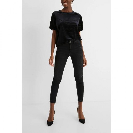 Bluza Desigual oversize, cu aspect de catifea, MONOGRAME, S
