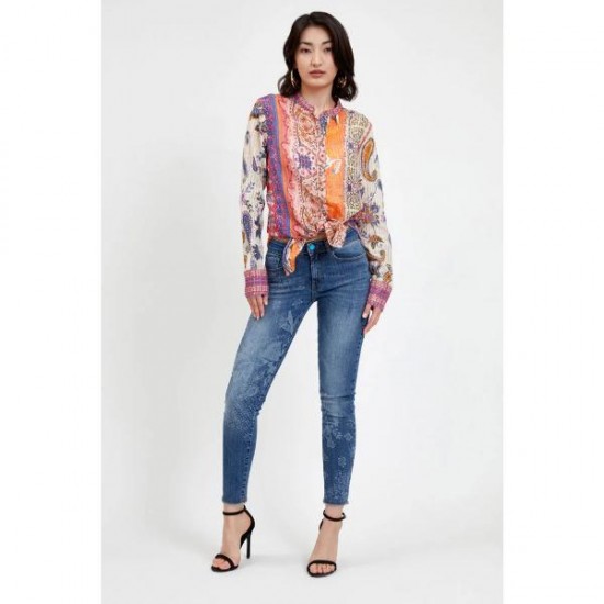 Camasa Desigual cu insertii argintii, BOHO, XS