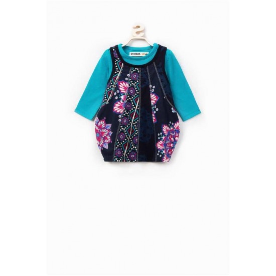 Sarafan  & 2 bluze ( albastru, gri ) Desigual copii 24 luni