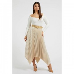 Fusta Guess plisata, asimetrica cu cordon, XS