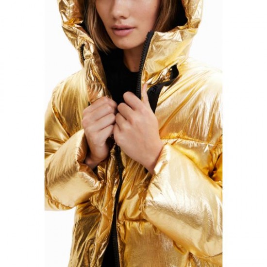 Geaca Desigual cu gluga, cu aspect metalizat, cu maneci detasabile, JIMAN, M, L