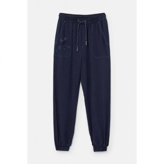Pantaloni Desigual cu snur si elastic in talie, YAKARTA, XS