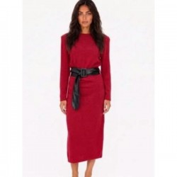 Rochie Rinascimento rosu bordo, cu umeri intariti cu burete, cu curea inclusa, S